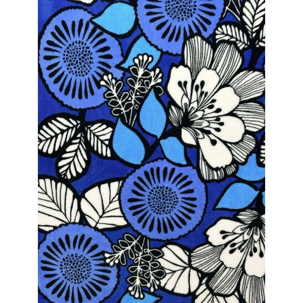 Vera Bradley Blue Bayou Plush Throw Blanket Blue Floral Oversized 73x47 Rare